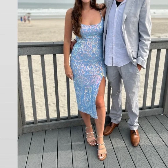 Windsor Dresses Windsor Karley Formal Sequin Low Back Midi